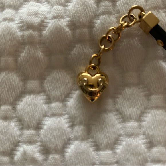 Juicy Couture black leather wrap gold studded bracelet with puff heart charm - Picture 3 of 7